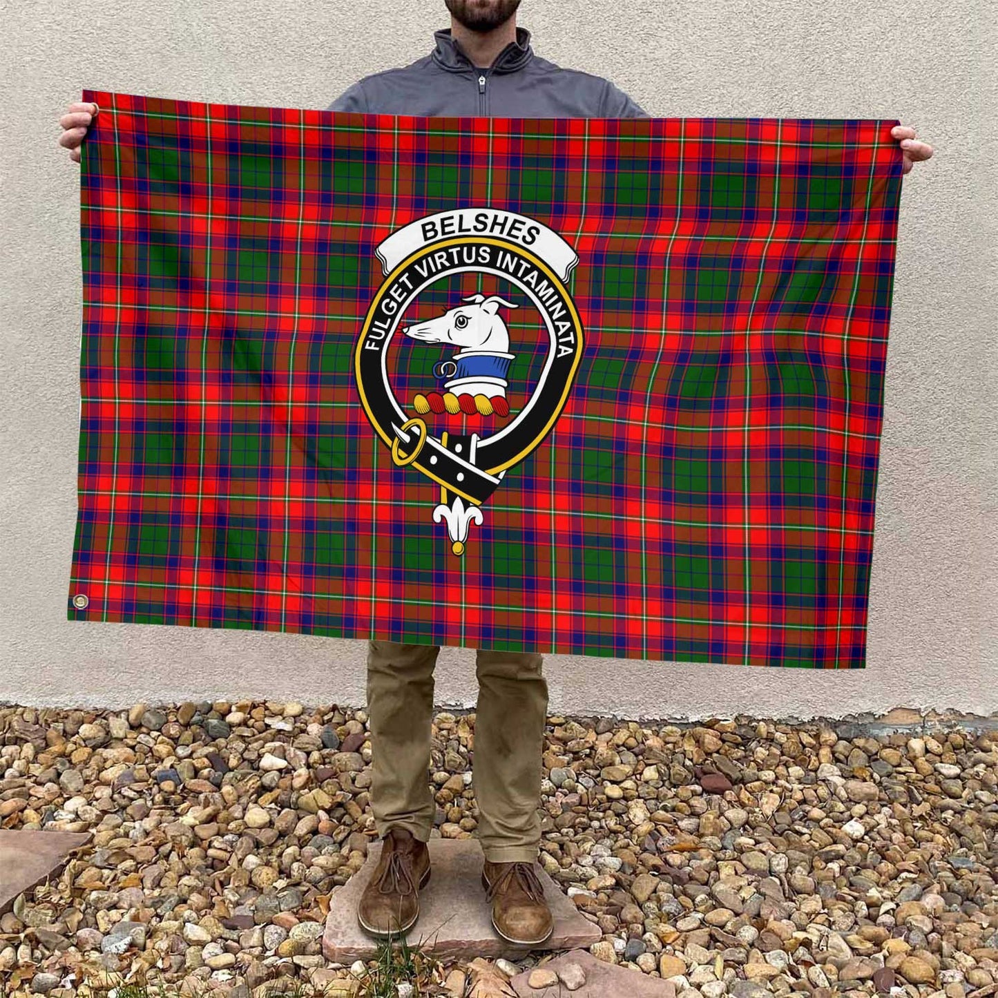 Clan Belshes Tartan Flag 1 Crest And Plaid Basic Style Tartan House Flag Crest And Plaid Basic Style