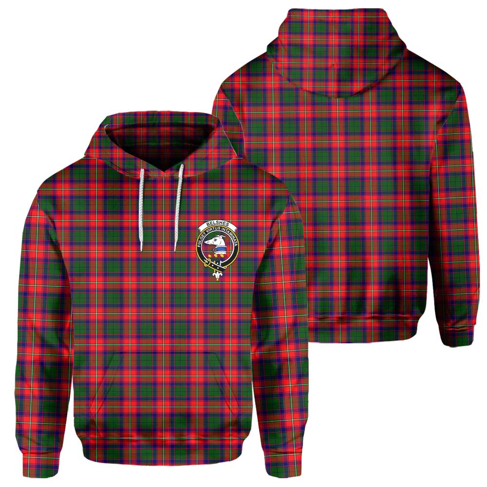 Clan Belshes Tartan Men Hoodie Crest And Plaid Basic Style