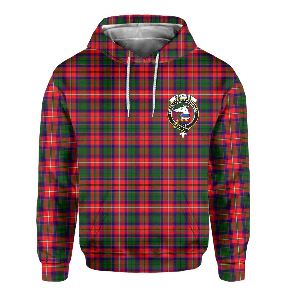 Clan Belshes Tartan Men Hoodie Crest And Plaid Basic Style