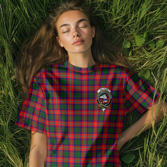 Clan Belshes Tartan Women T Shirt Crest And Plaid Basic Style