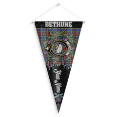 Clan Bethune Tartan Felt Pennant Crest And Plaid Basic Style