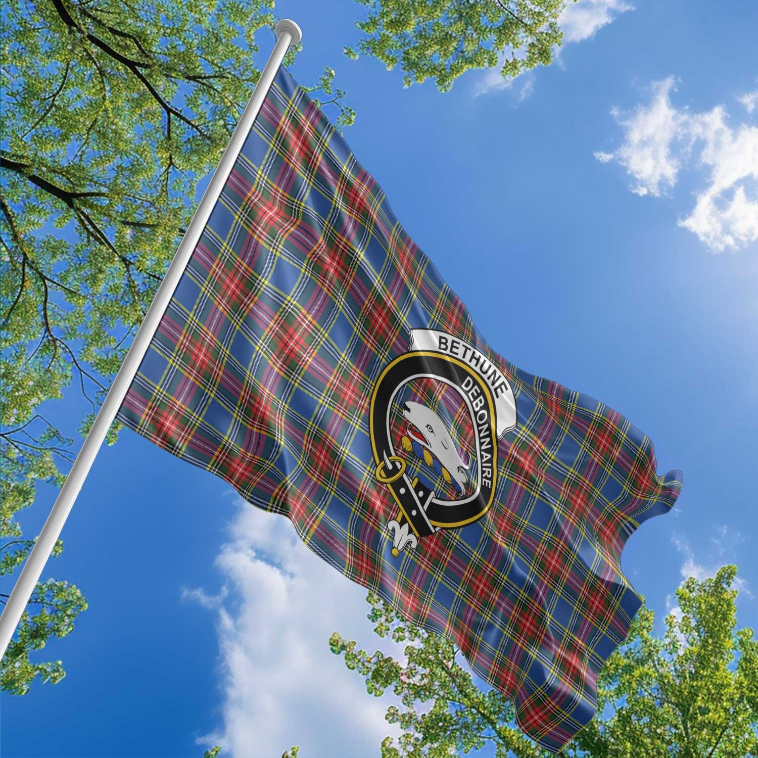Clan Bethune Tartan Flag Crest And Plaid Basic Style