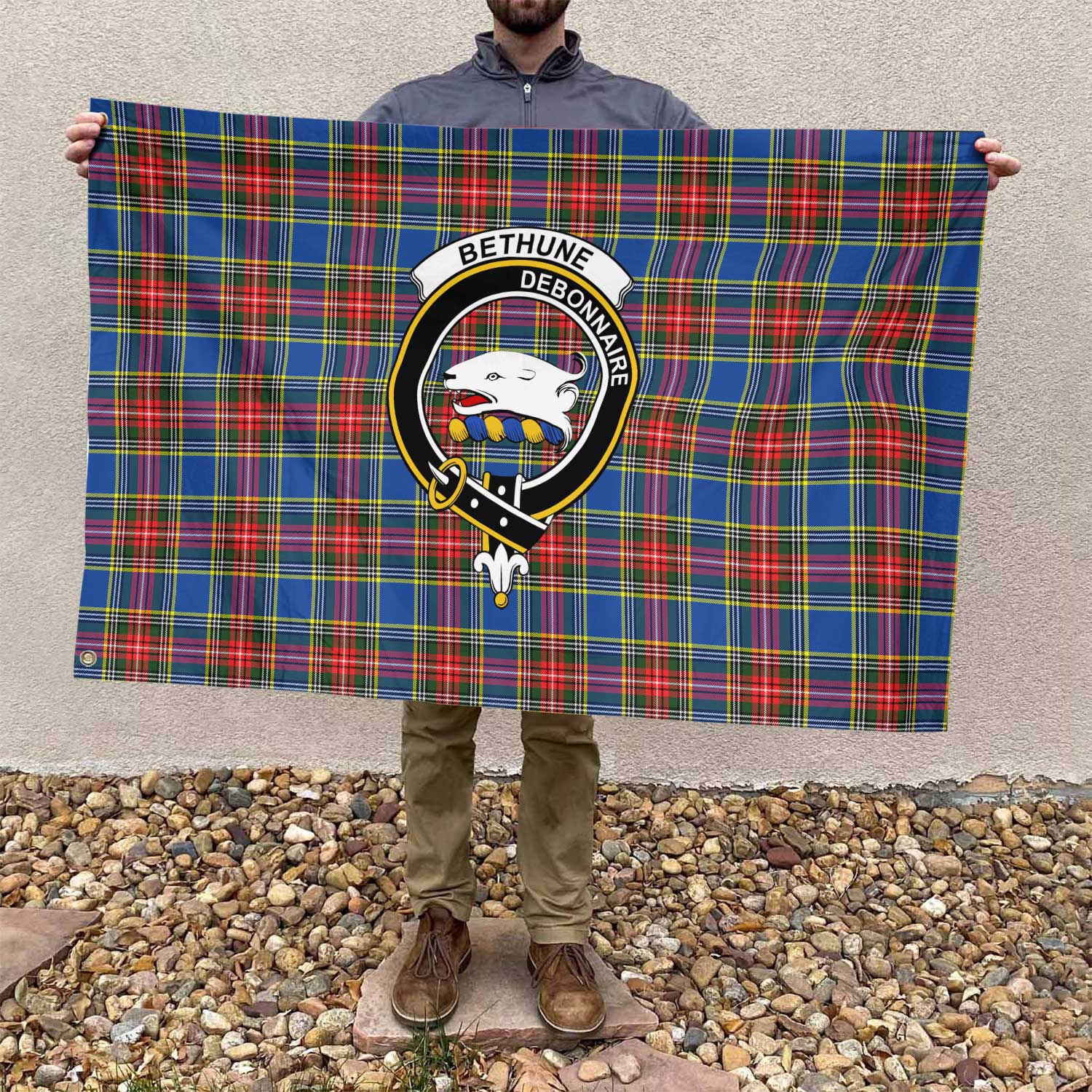 Clan Bethune Tartan Flag Crest And Plaid Basic Style