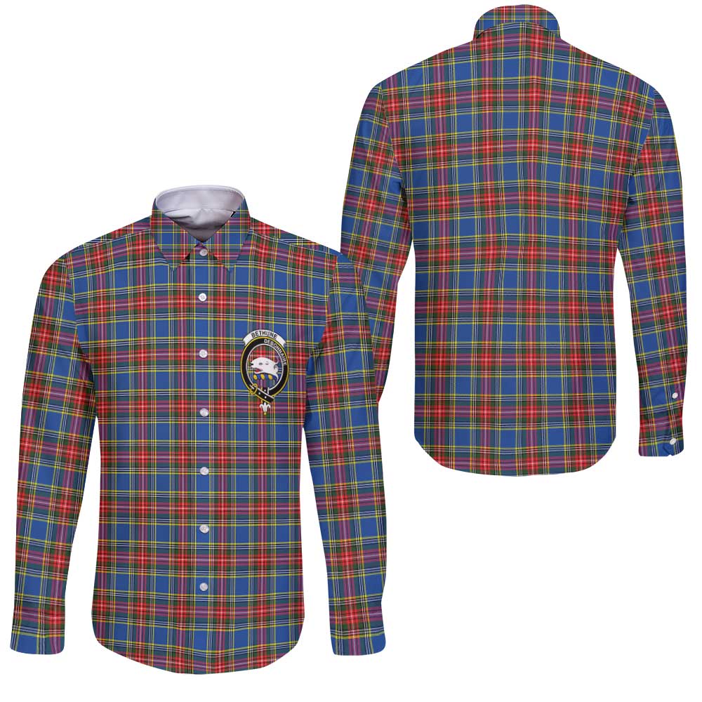 Clan Bethune Tartan Long Sleeve Button Shirt Crest And Plaid Basic Style