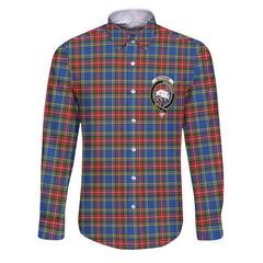 Clan Bethune Tartan Long Sleeve Button Shirt Crest And Plaid Basic Style
