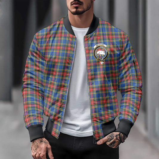 Clan Bethune Tartan Men Bomber Jacket Crest And Plaid Basic Style