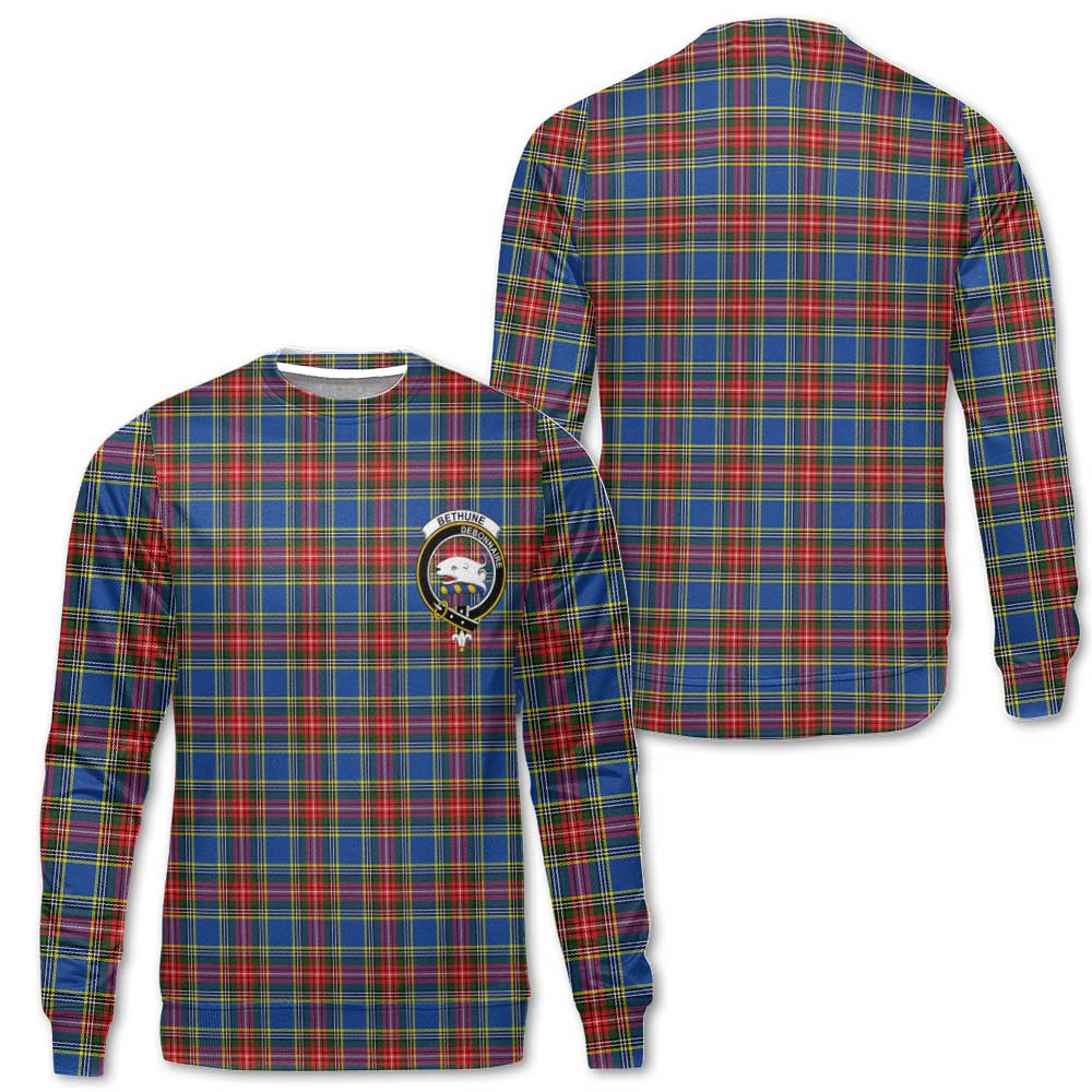 Clan Bethune Tartan Men Sweatshirt Crest And Plaid Basic Style