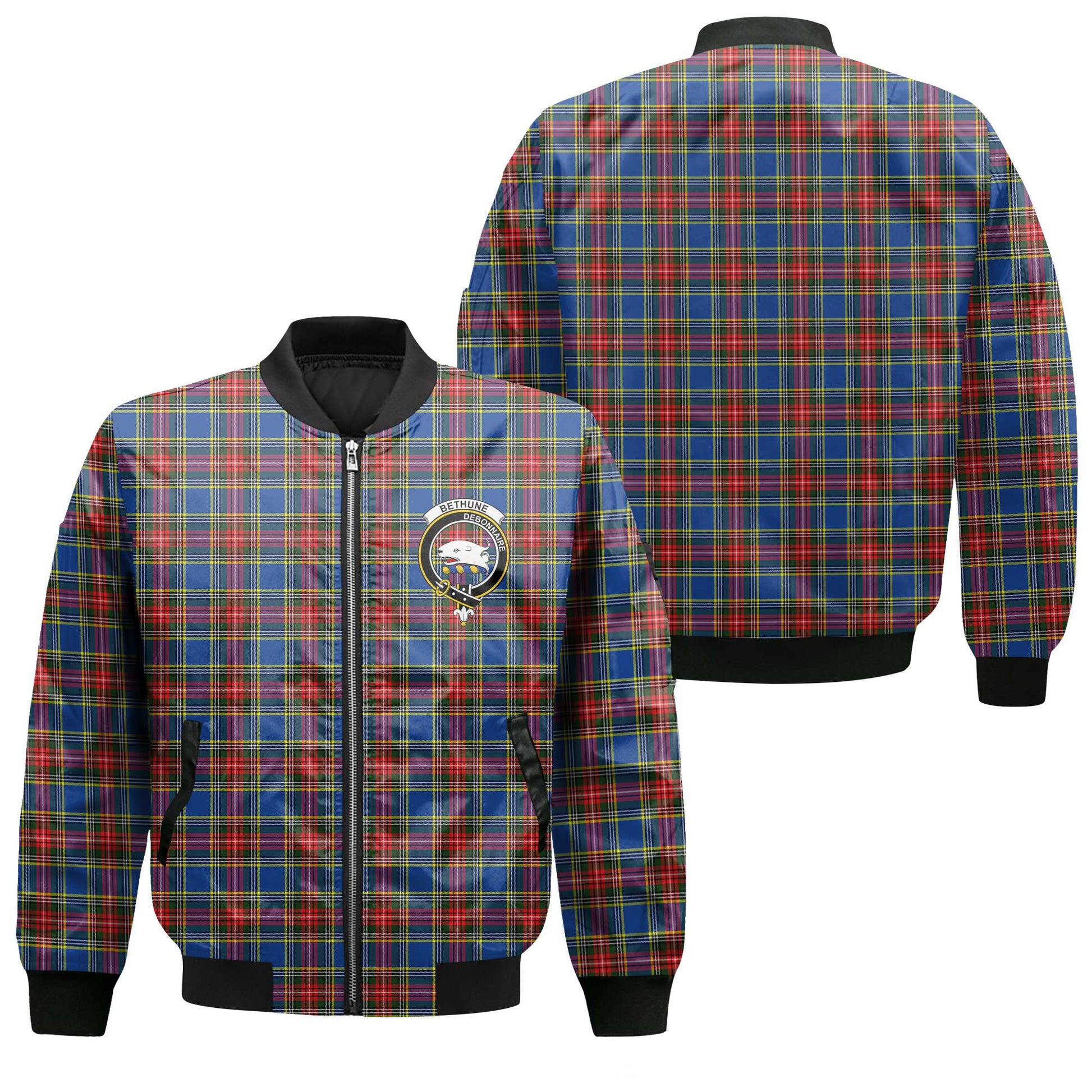 Clan Bethune Tartan Women Bomber Jacket Crest And Plaid Basic Style