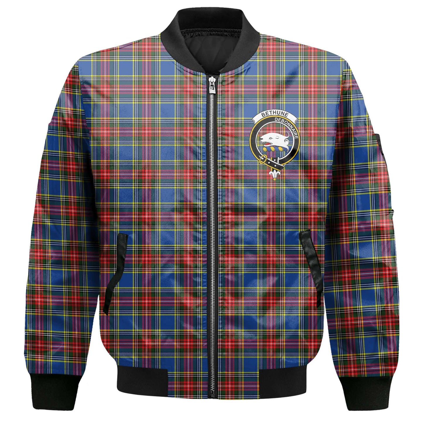 Clan Bethune Tartan Women Bomber Jacket Crest And Plaid Basic Style