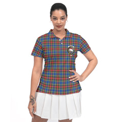 Clan Bethune Tartan Women Polo Shirt Crest And Plaid Basic Style