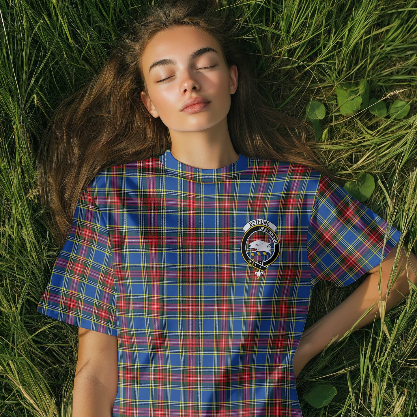 Clan Bethune Tartan Women T Shirt Crest And Plaid Basic Style