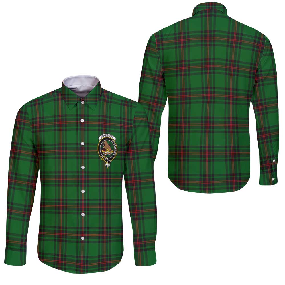Clan Beveridge Tartan Long Sleeve Button Shirt Crest And Plaid Basic Style