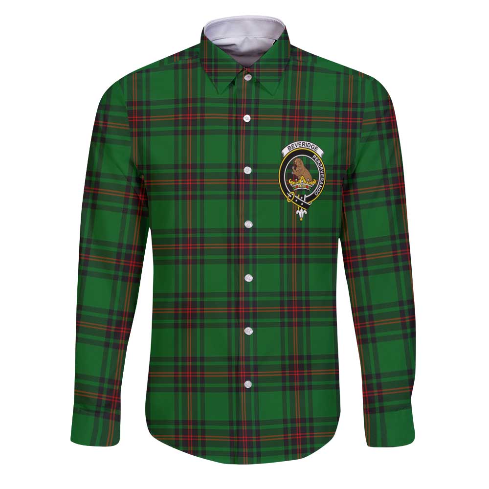 Clan Beveridge Tartan Long Sleeve Button Shirt Crest And Plaid Basic Style