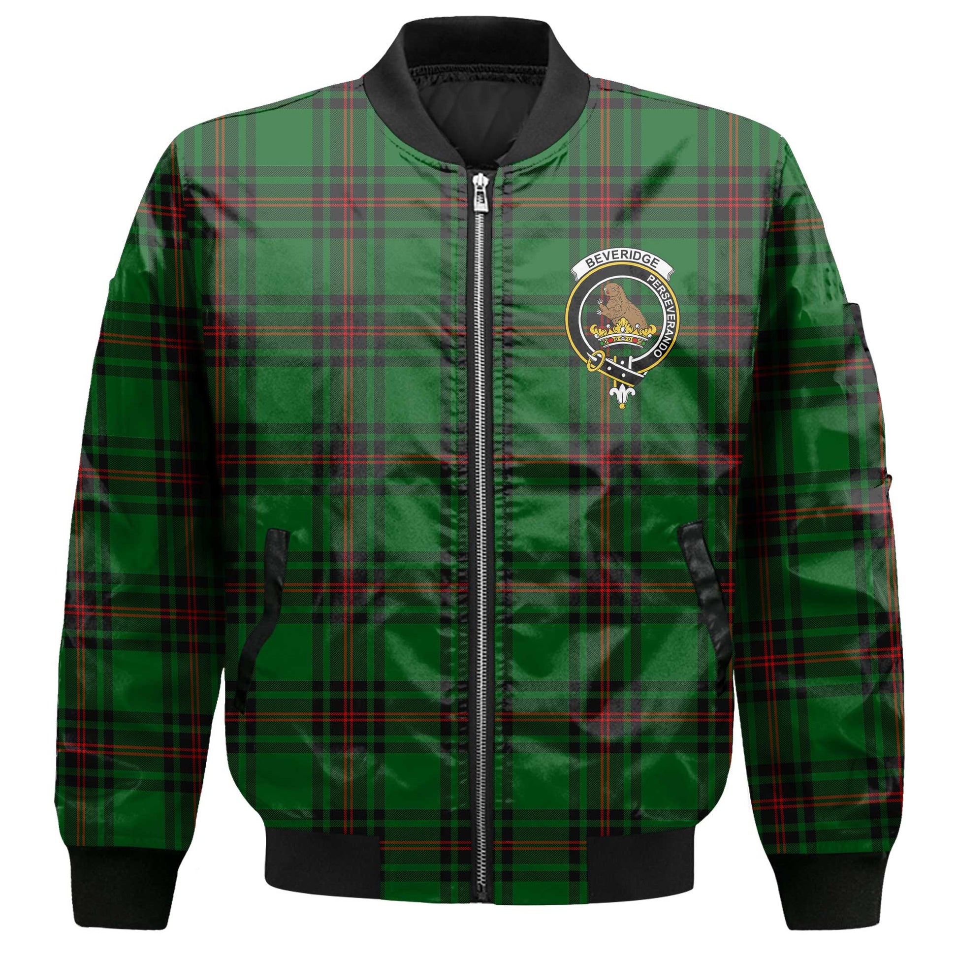 Clan Beveridge Tartan Men Bomber Jacket Crest And Plaid Basic Style