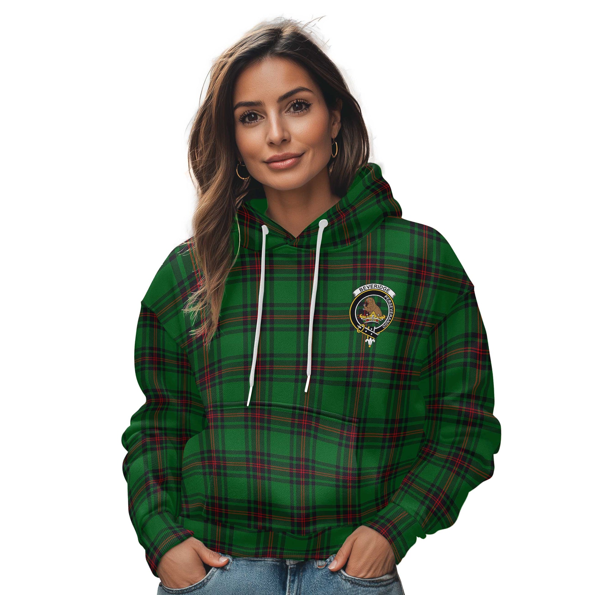 Clan Beveridge Tartan Women Hoodie Crest And Plaid Basic Style