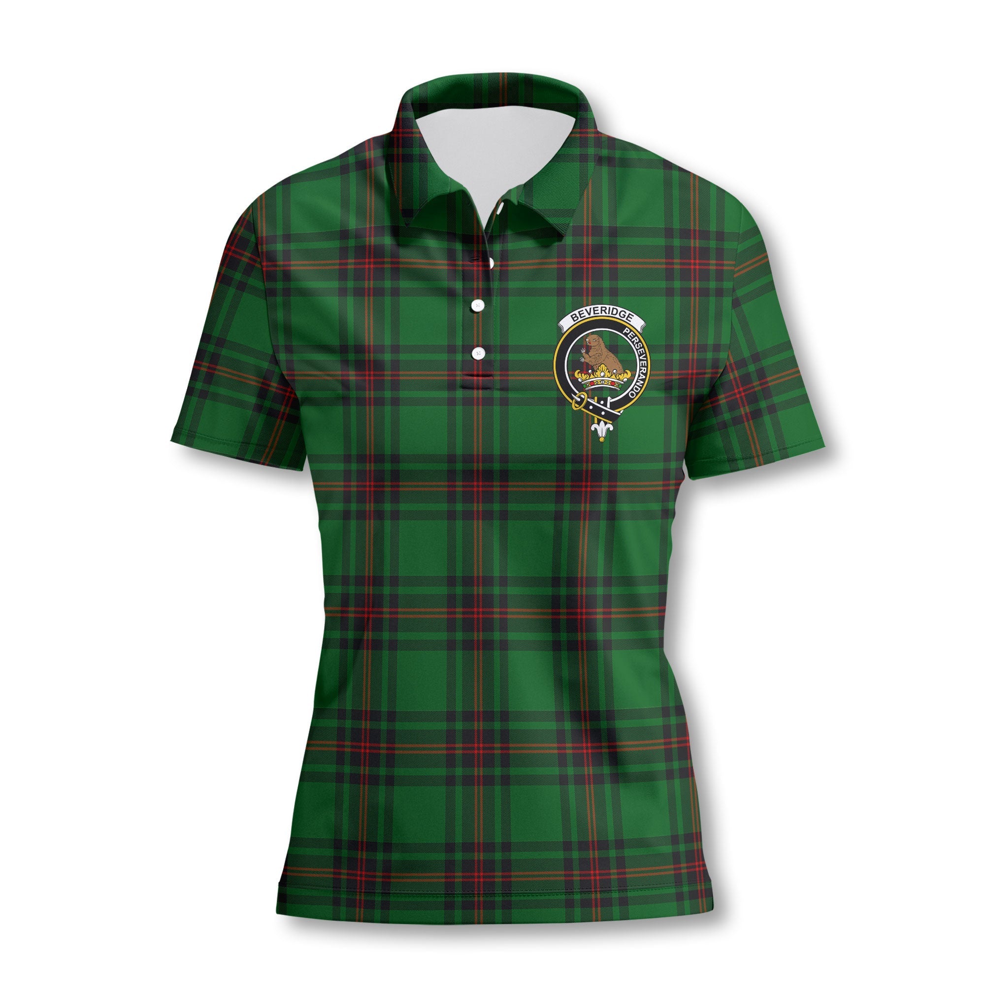 Clan Beveridge Tartan Women Polo Shirt Crest And Plaid Basic Style