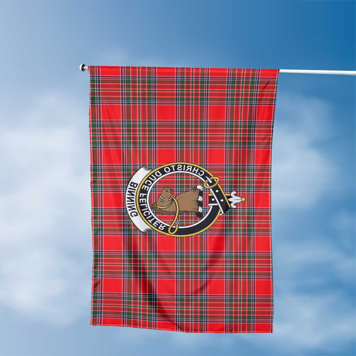 Clan Binning Of Wallifoord Tartan Flag Crest And Plaid Basic Style