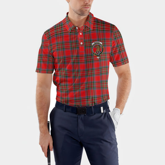 Clan Binning Of Wallifoord Tartan Golf Men Polo Shirt Crest And Plaid Basic Style