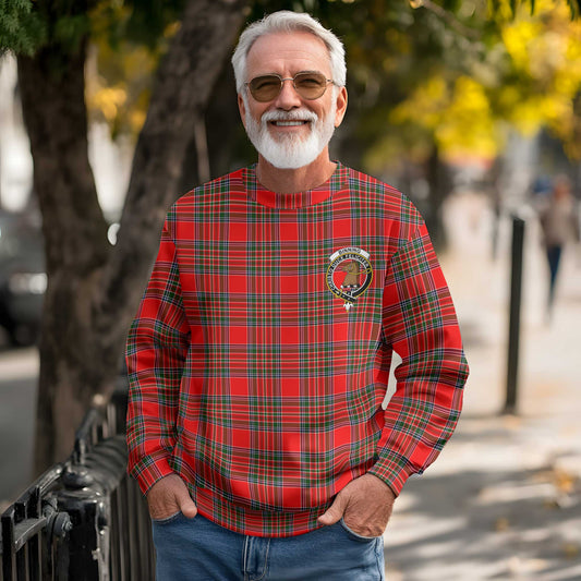 Clan Binning Of Wallifoord Tartan Men Sweatshirt Crest And Plaid Basic Style