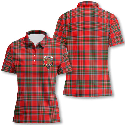 Clan Binning Of Wallifoord Tartan Women Polo Shirt Crest And Plaid Basic Style