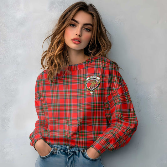 Clan Binning Of Wallifoord Tartan Women Sweatshirt Crest And Plaid Basic Style