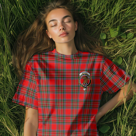 Clan Binning Of Wallifoord Tartan Women T Shirt Crest And Plaid Basic Style