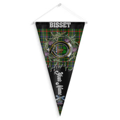 Clan Bisset Tartan Felt Pennant Crest And Plaid Basic Style