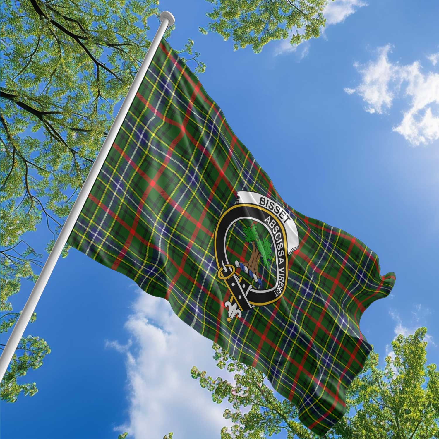 Clan Bisset Tartan Flag 1 Crest And Plaid Basic Style Tartan House Flag Crest And Plaid Basic Style