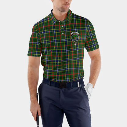 Clan Bisset Tartan Golf Men Polo Shirt Crest And Plaid Basic Style