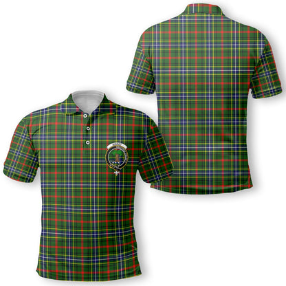 Clan Bisset Tartan Golf Men Polo Shirt Crest And Plaid Basic Style