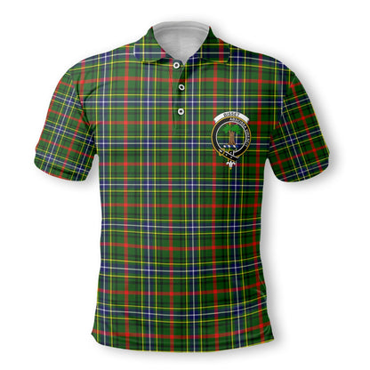 Clan Bisset Tartan Golf Men Polo Shirt Crest And Plaid Basic Style