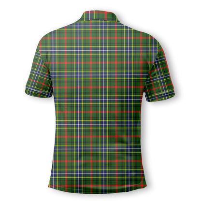 Clan Bisset Tartan Golf Men Polo Shirt Crest And Plaid Basic Style