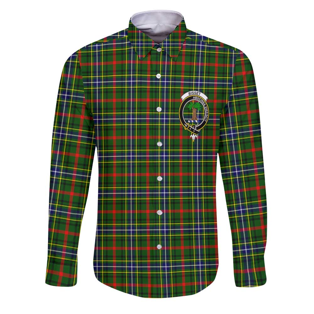 Clan Bisset Tartan Long Sleeve Button Shirt Crest And Plaid Basic Style