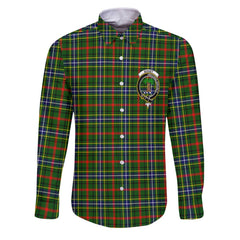 Clan Bisset Tartan Long Sleeve Button Shirt Crest And Plaid Basic Style