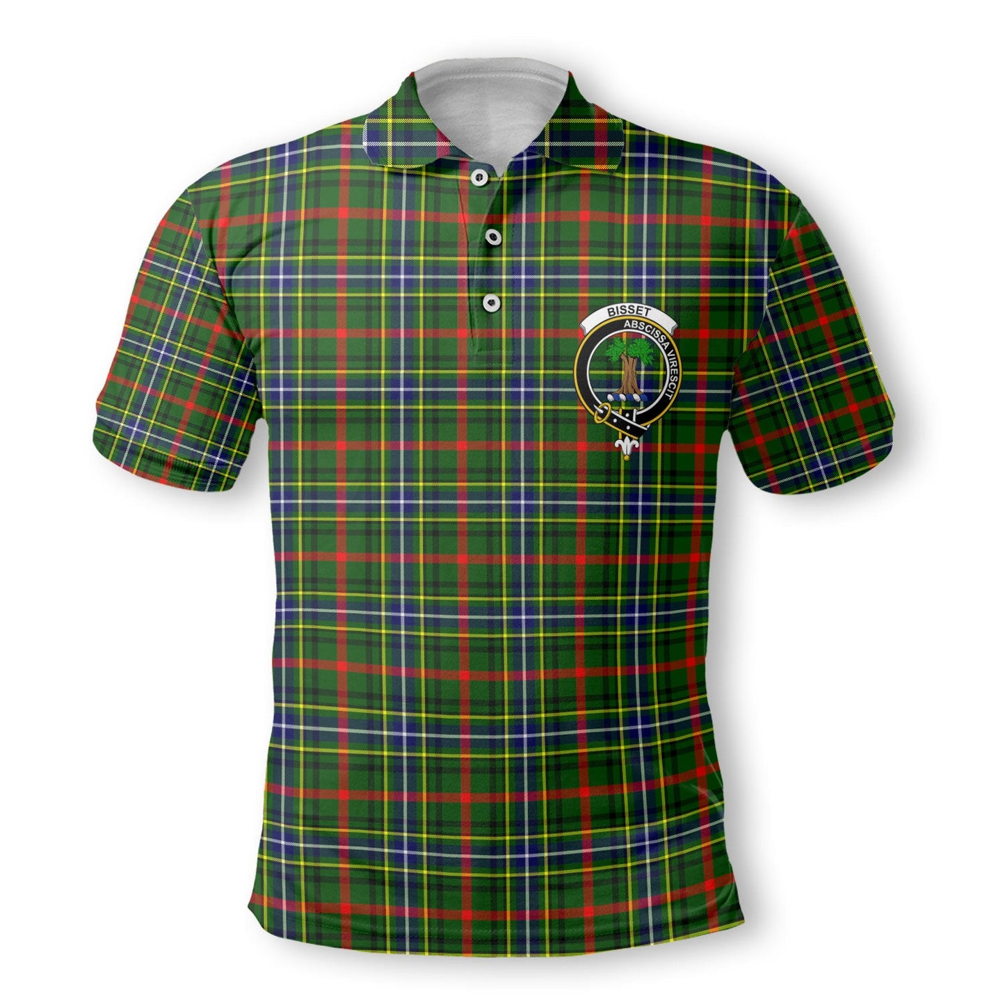 Clan Bisset Tartan Men Polo Shirt Crest And Plaid Basic Style