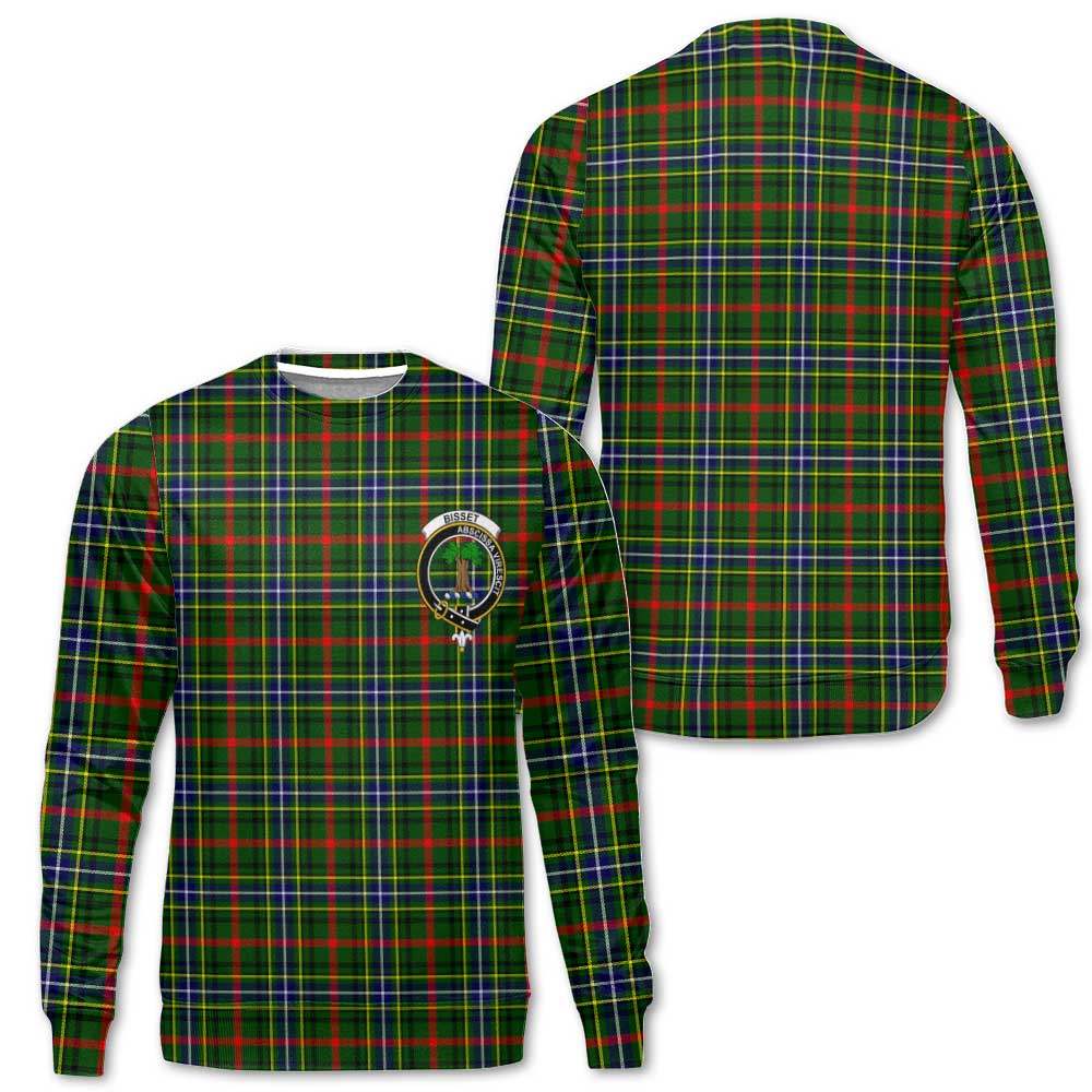 Clan Bisset Tartan Men Sweatshirt Crest And Plaid Basic Style