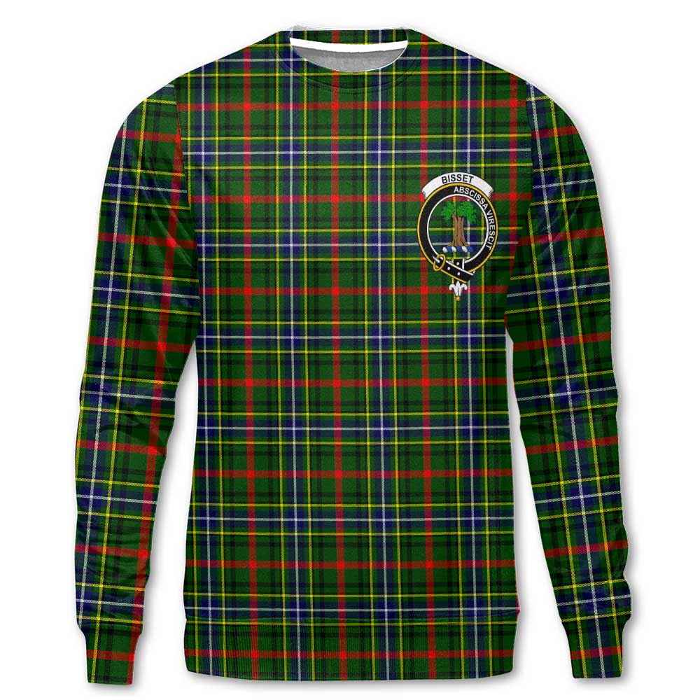 Clan Bisset Tartan Men Sweatshirt Crest And Plaid Basic Style