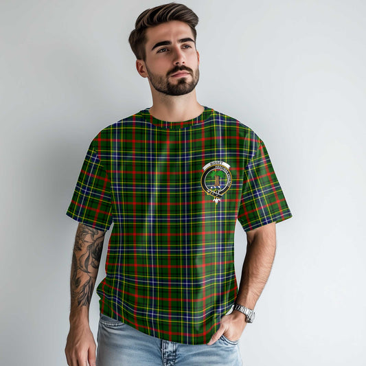 Clan Bisset Tartan Men T Shirt Crest And Plaid Basic Style