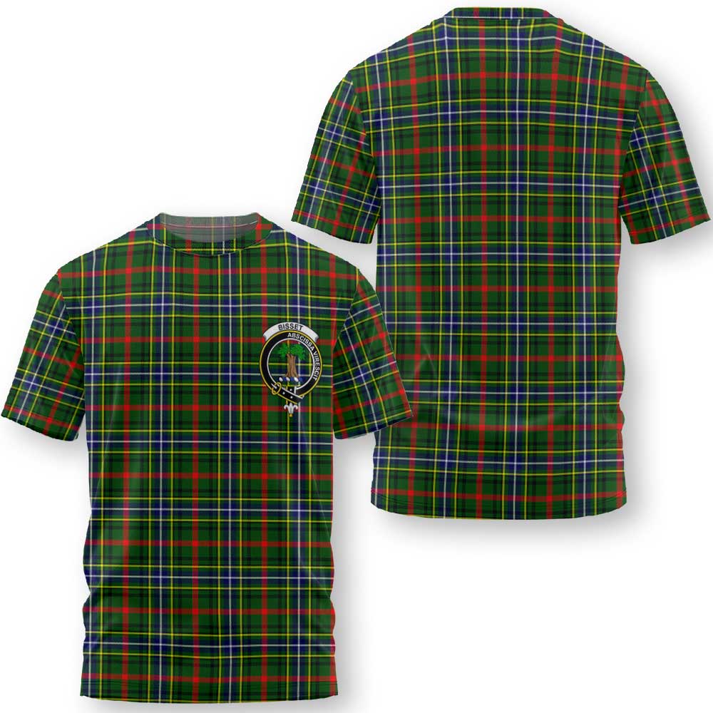 Clan Bisset Tartan Men T Shirt Crest And Plaid Basic Style