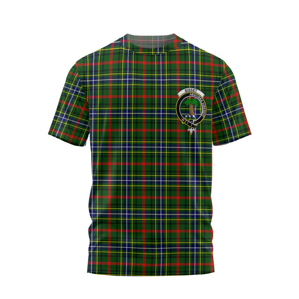 Clan Bisset Tartan Men T Shirt Crest And Plaid Basic Style