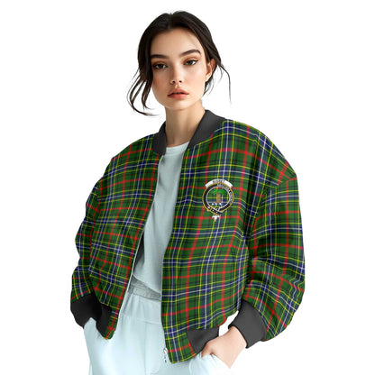 Clan Bisset Tartan Women Bomber Jacket Crest And Plaid Basic Style