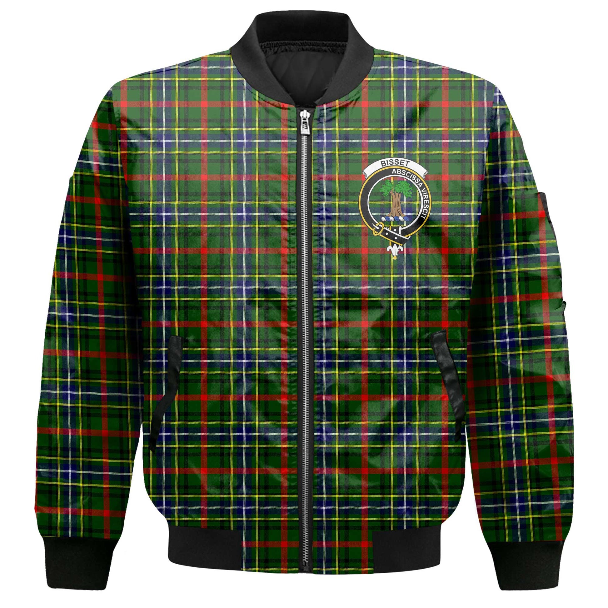 Clan Bisset Tartan Women Bomber Jacket Crest And Plaid Basic Style