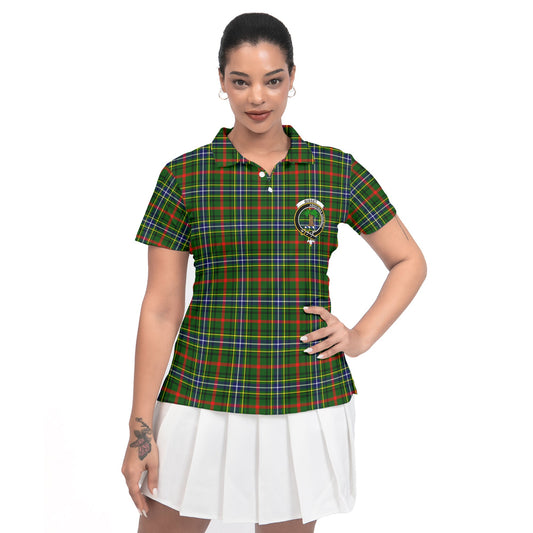 Clan Bisset Tartan Women Polo Shirt Crest And Plaid Basic Style