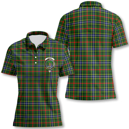 Clan Bisset Tartan Women Polo Shirt Crest And Plaid Basic Style