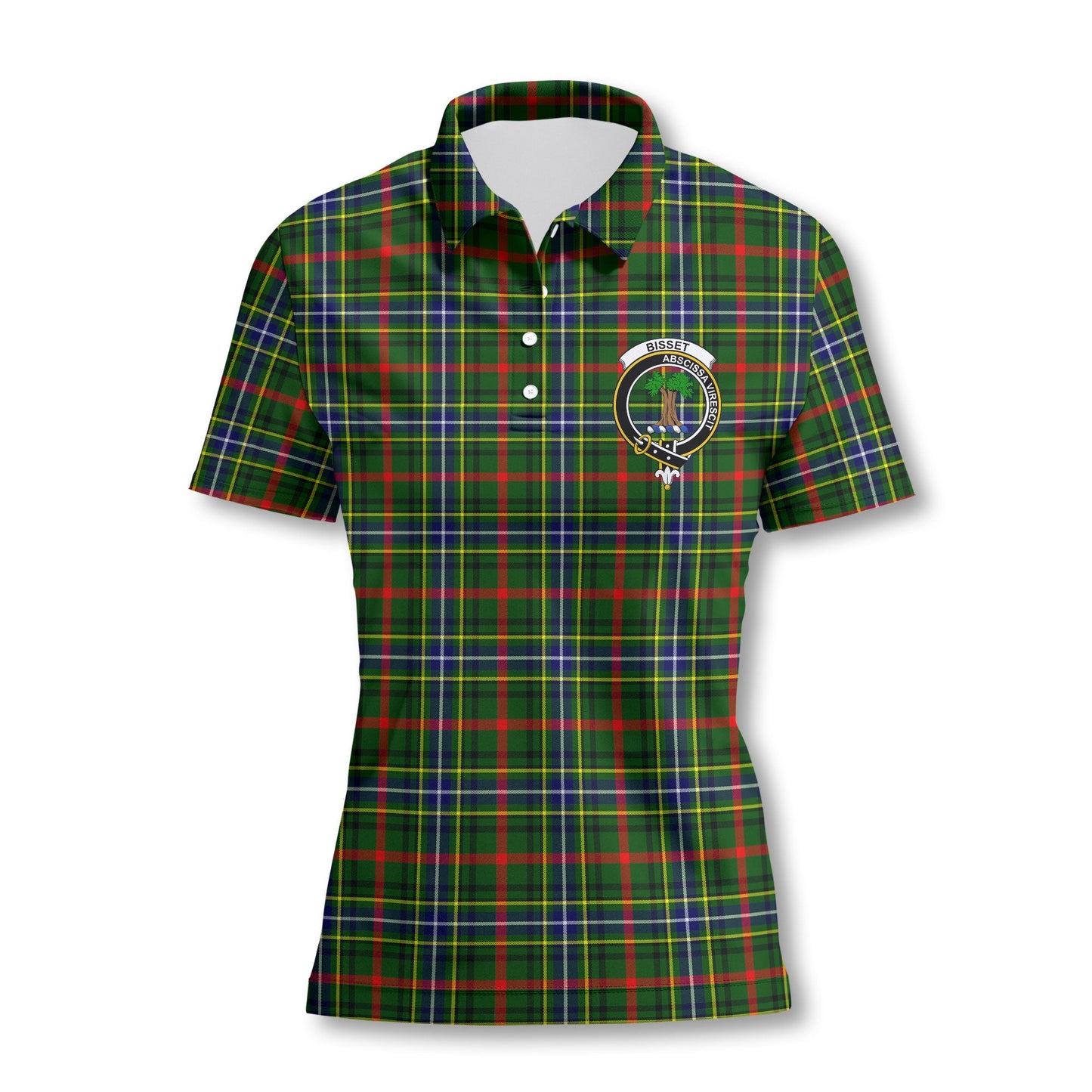 Clan Bisset Tartan Women Polo Shirt Crest And Plaid Basic Style