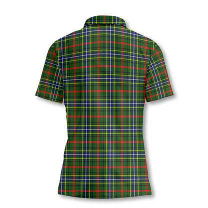 Clan Bisset Tartan Women Polo Shirt Crest And Plaid Basic Style