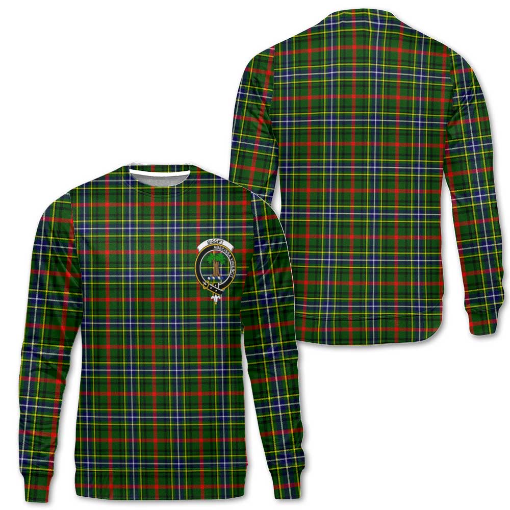 Clan Bisset Tartan Women Sweatshirt Crest And Plaid Basic Style