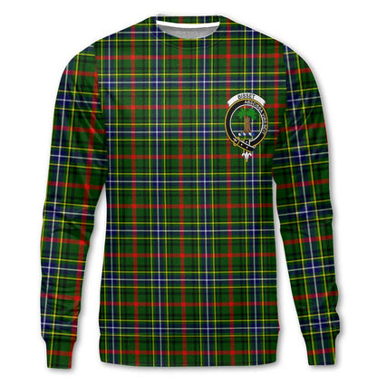 Clan Bisset Tartan Women Sweatshirt Crest And Plaid Basic Style