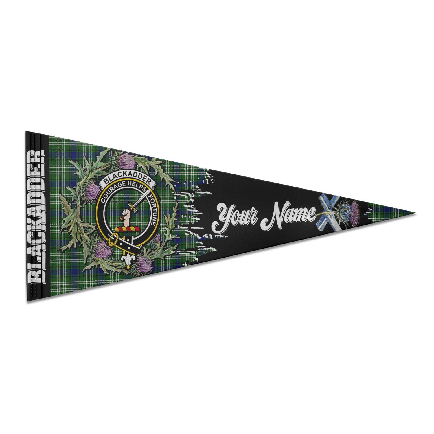 Clan Blackadder Tartan Felt Pennant Crest And Plaid Basic Style