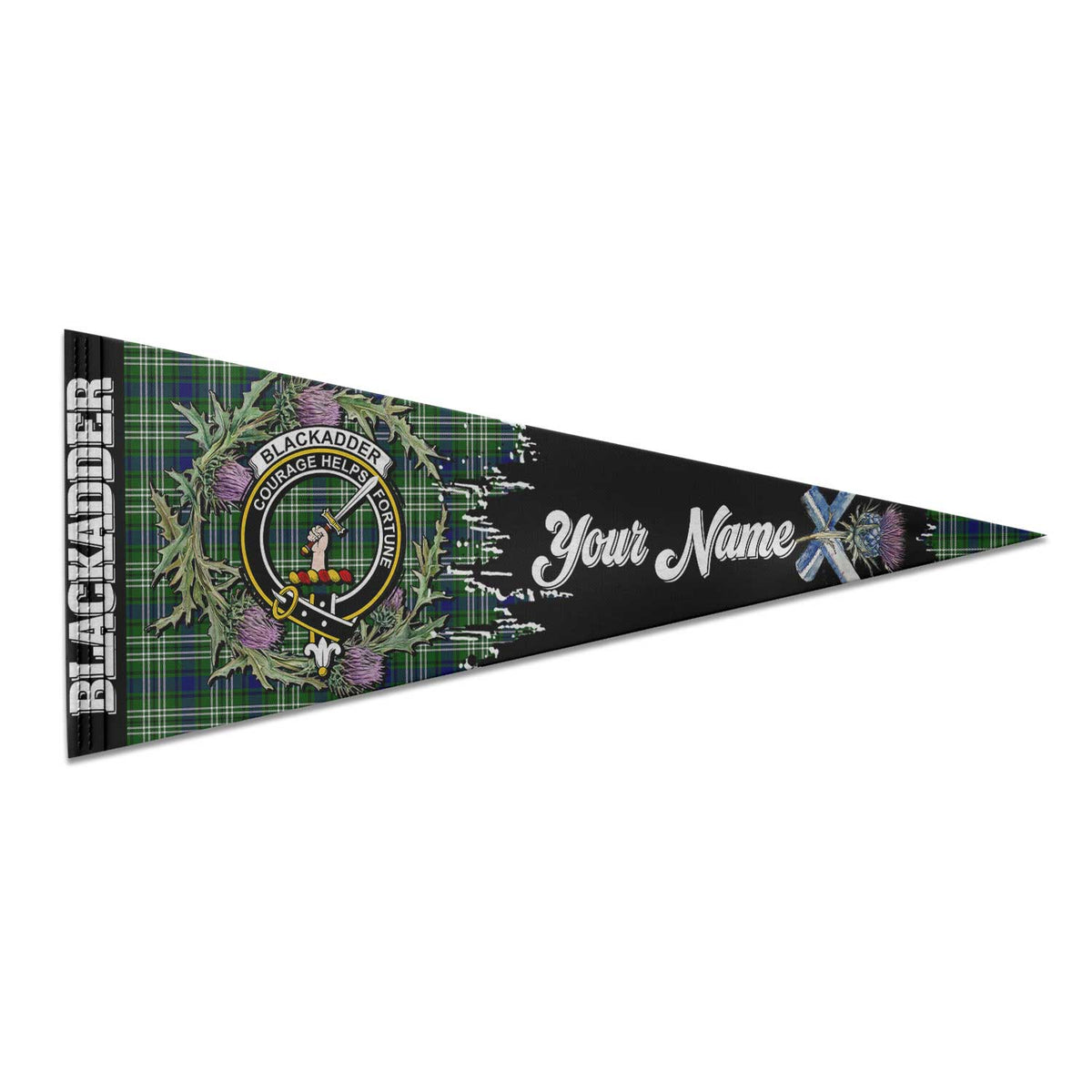 Clan Blackadder Tartan Felt Pennant Crest And Plaid Basic Style